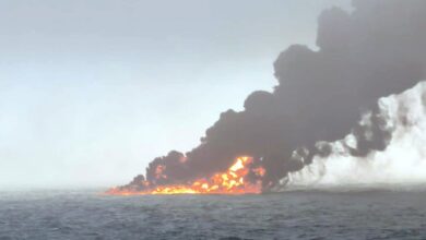 Oil tanker on fire after colliding with cargo vessel in North Sea off East Yorkshire coast