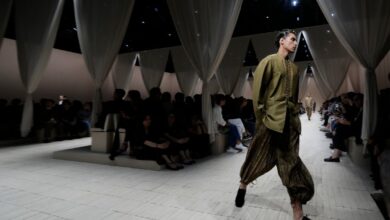 Armani’s global aesthetic shines in bohemian Emporio Armani show, though designer misses Milan bow